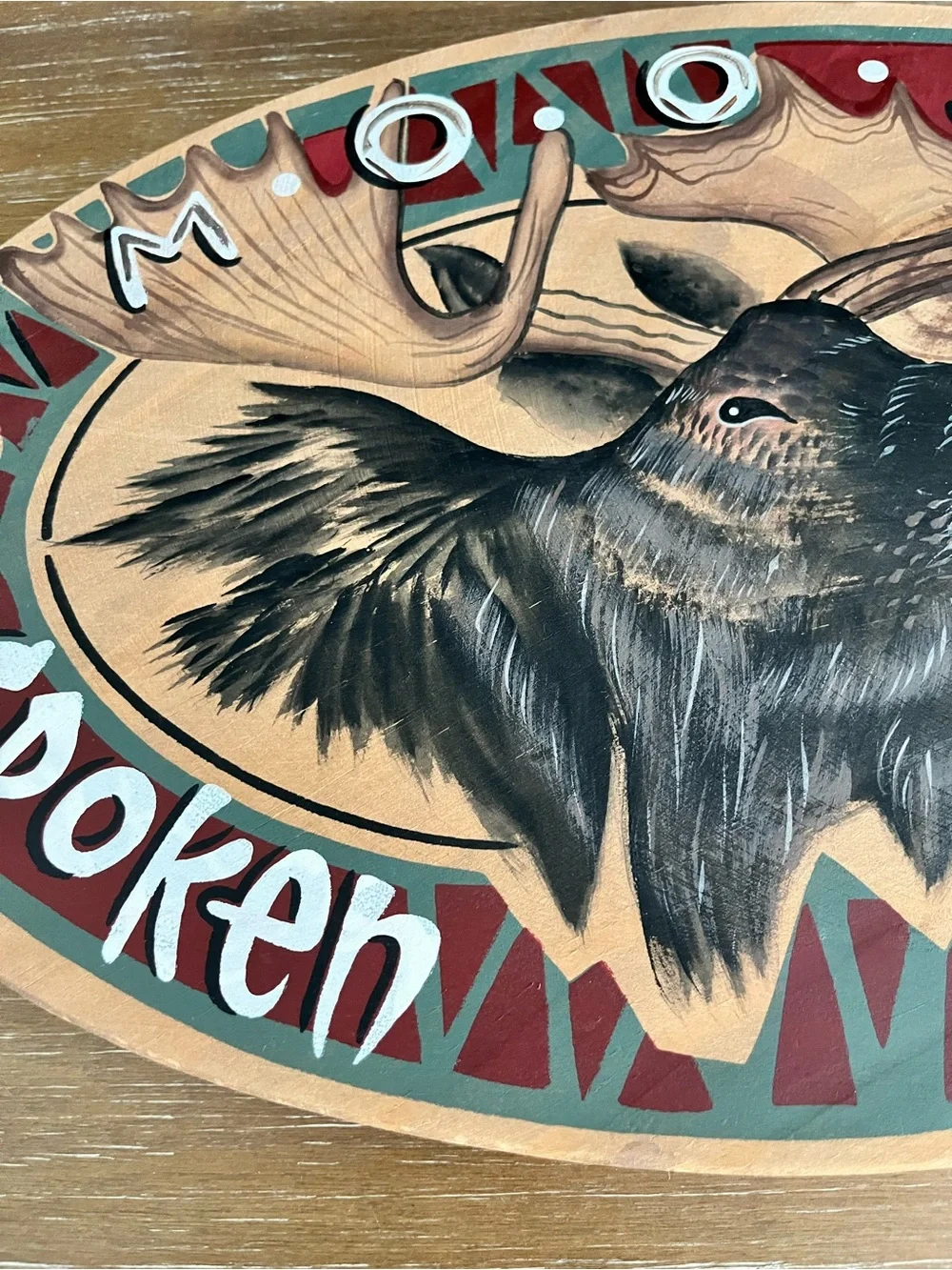 Moose Spoken Here! Jon Q. Wright Oval Wood Moose Art Sign Woodland Animal